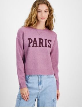 Hooked up by Iot Juniors' "It Girl" Crewneck Sweater - Paris Size L NWT